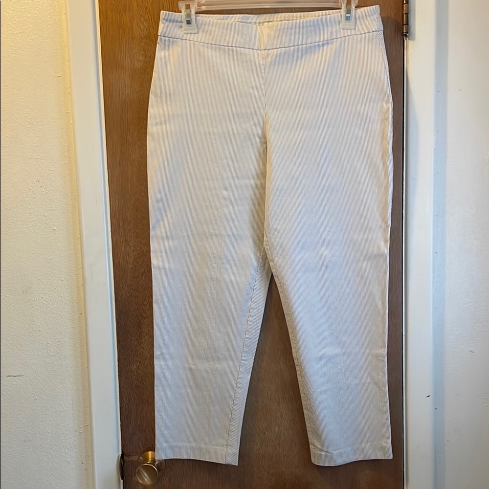 Cream White Vertical Cropped Pants Sz 16 Flat F&B No Pockets